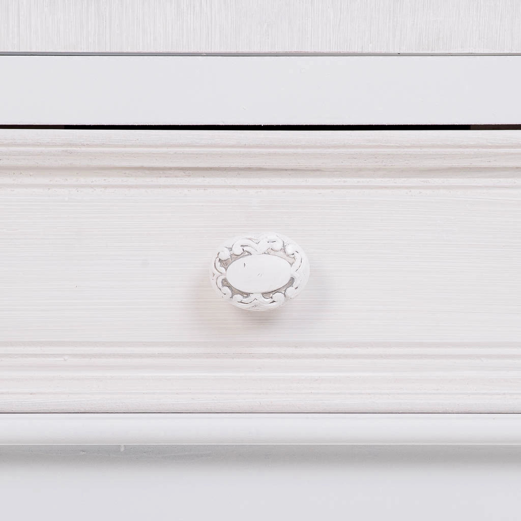 Vetrina in legno e vetro con 1 anta e 1 cassetto bianco 48x32x120