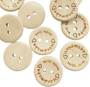 Knoppi per tessuto 100 pezzi - 20mm - Punti per cucire - Punti per abbigliamento - Decorazioni DIY - Fatti a mano con legno sostenibile