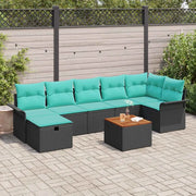 Set Divano da Giardino con cuscino 8 pcs Nero polyrattan