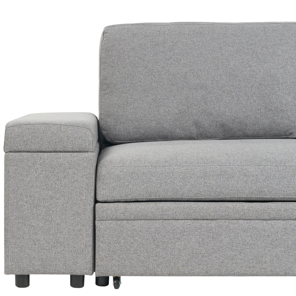 Divano letto angolare Grigio in tessuto imbottito Orientamento a sinistra con letto contenitore