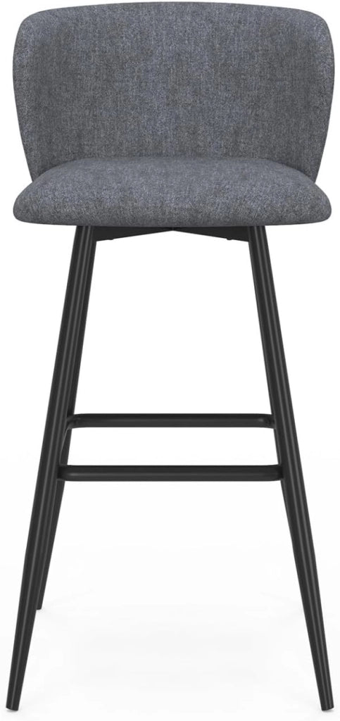 Set di 4 sgabelli da bar OMBLINE con seduta in tessuto grigio scuro e gambe in metallo nero