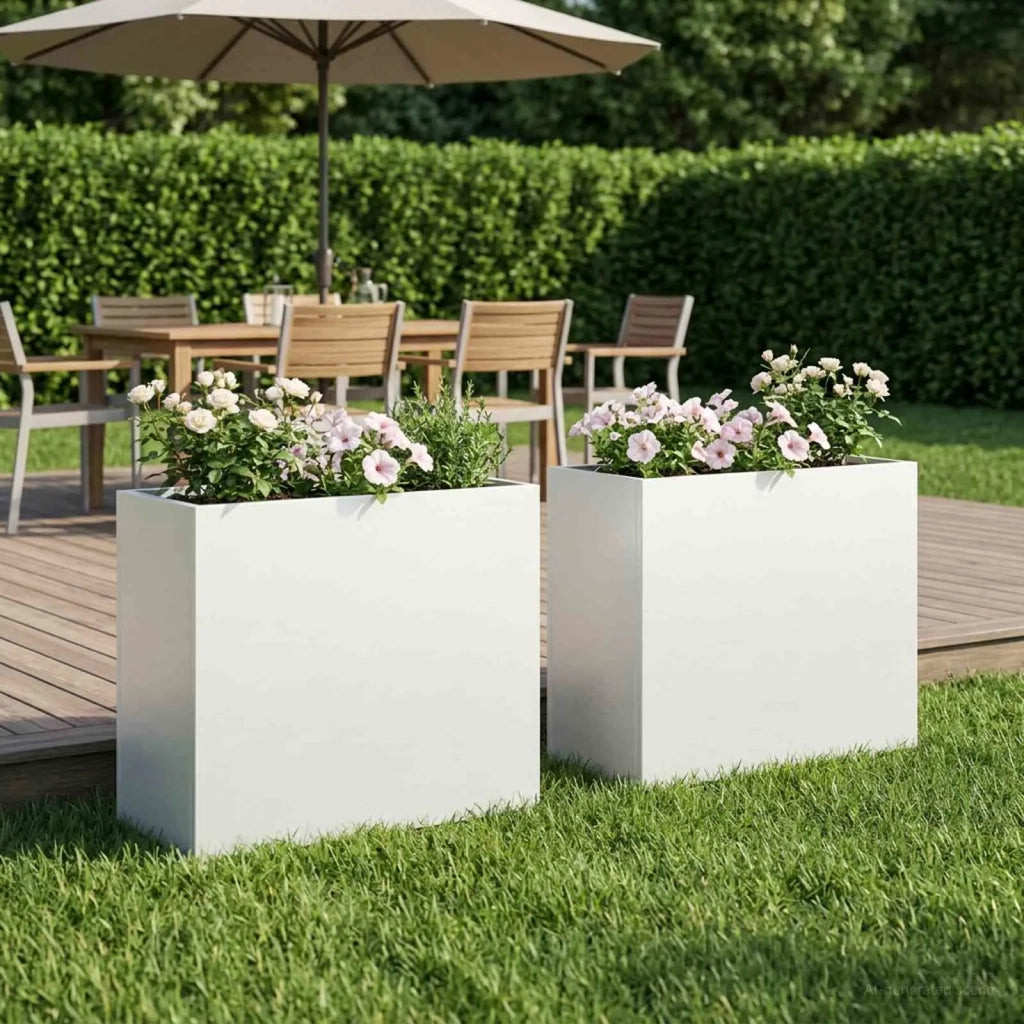 Vaso da giardino 2 pz Bianco 50 x 20 x 40 cm 8005445