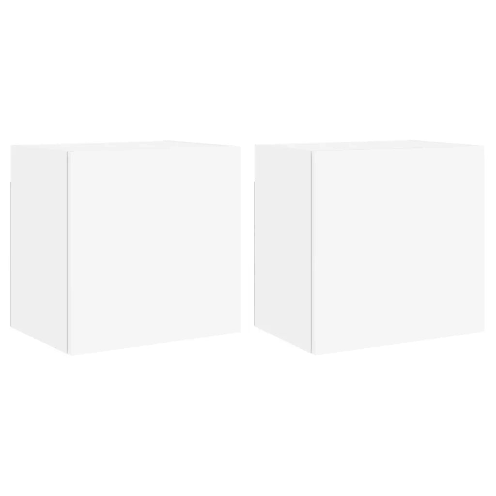 Mobili TV a Parete 2pz-Credenza TV-Console TV Bianchi 40,5x30x40 cm Legno Multistrato