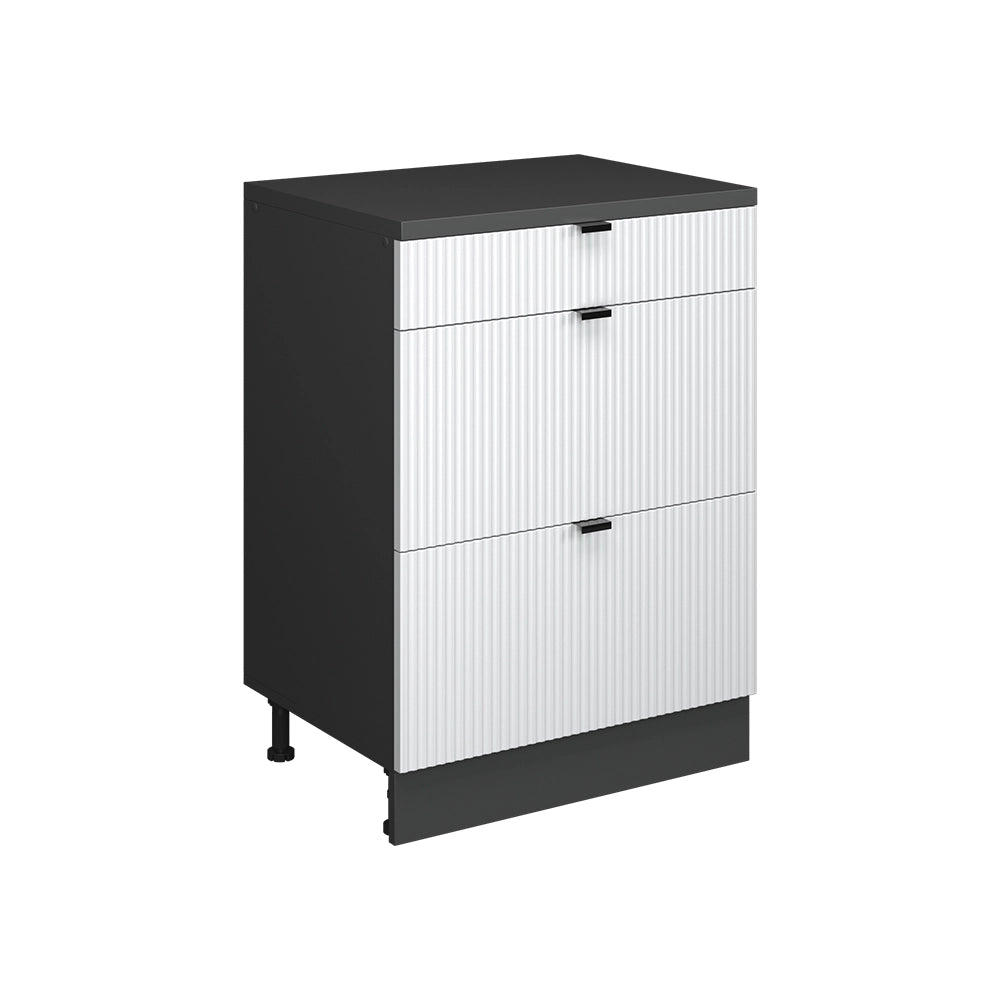 Mobile per mansarda Rion Ondulazione bianca/Antracite 60 x 83.8 cm senza inclinazione con 3 cassetti Vicco