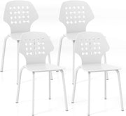 Set di 4 sedie da sala da pranzo, sedia da cucina in PP e metallo, sedia portatile ergonomica con schienale allungato, sedia da pranzo senza braccioli, carico 150 kg (bianco)