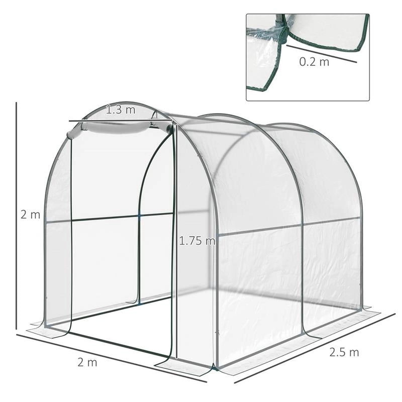 SERRA DA GIARDINO A TUNNEL CON COPERTURA IN PVC 250 X 200 X 200 CM TRASPARENTE