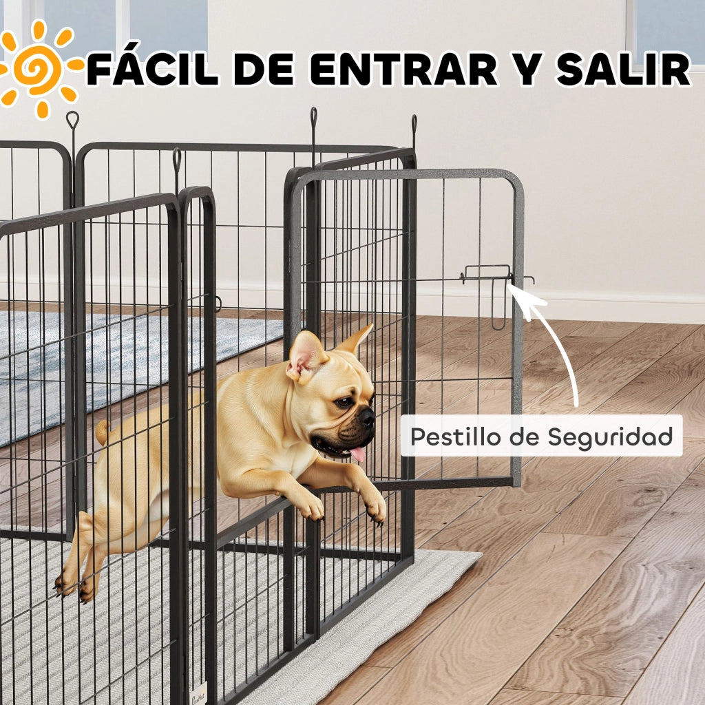 Recinto per Cani ¨C 12 Pannelli 68x80 cm ¨C Grigio/Nero ¨C Pieghevole ¨C zephmum