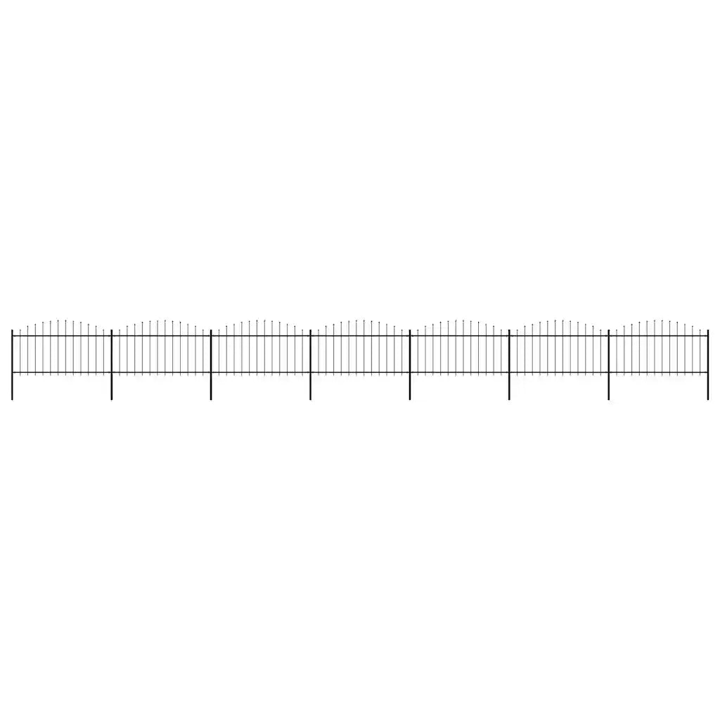 Recinzione da Giardino con Punta a Lancia in Acciaio 1172x150 cm Nero 277736