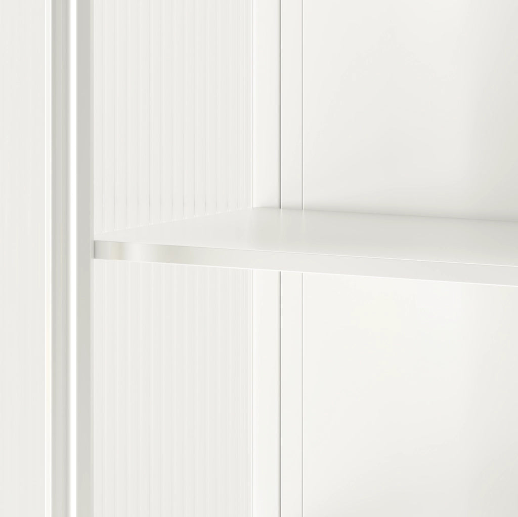 Armadio da Parete Moderno 70 cm Bianco con Vetro Trasparente e Tre Ripiani