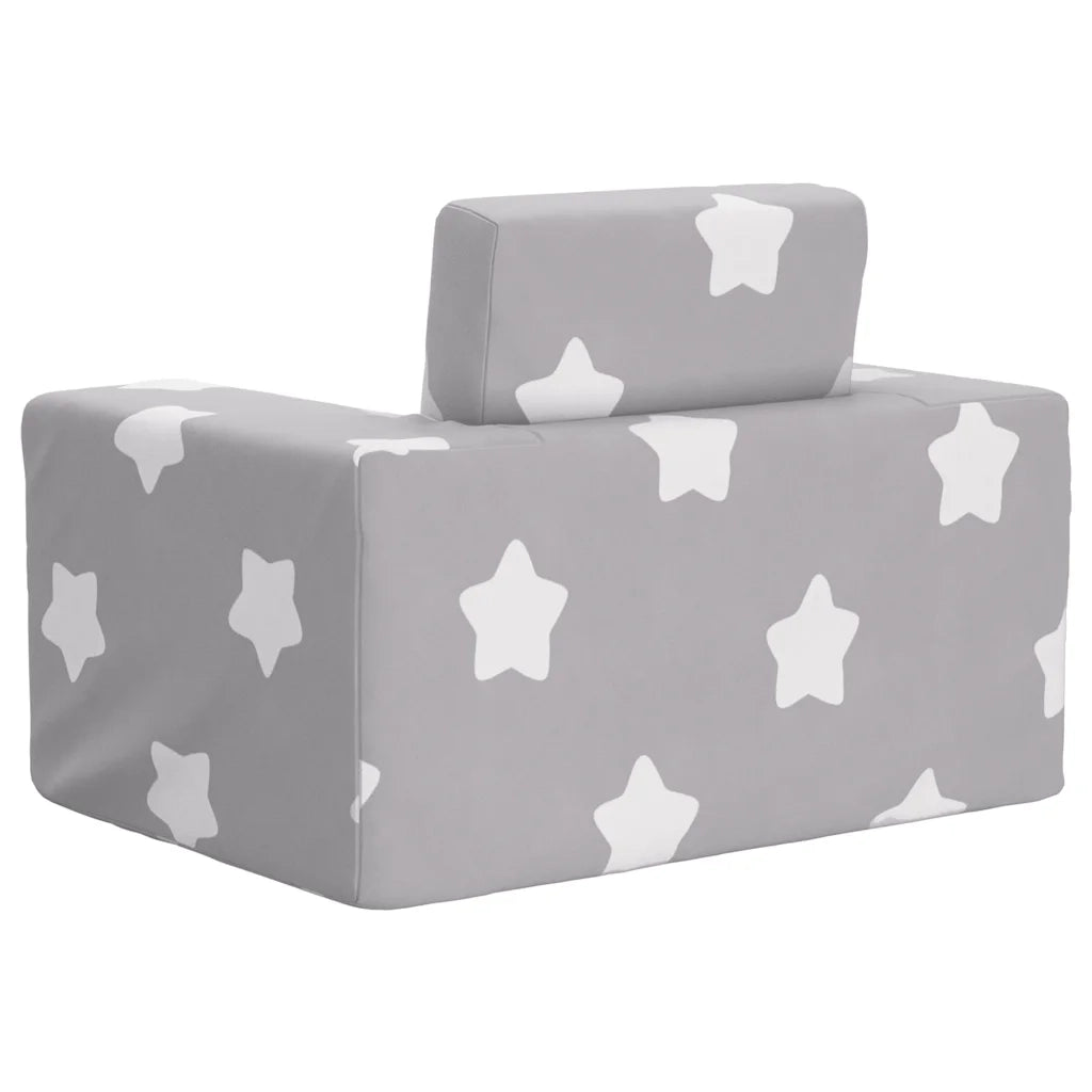 Divano Letto Bambini Grigio Chiaro con Stelle Morbido Peluche