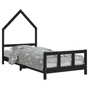 Giroletto per Bambini | Letto Infantile | Lettino Nero 90x200 cm in Legno Massello di Pino