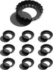 Set di 10 forme per torte Ø10cm con coperchio - forme per torte e quiche in acciaio inossidabile food grade