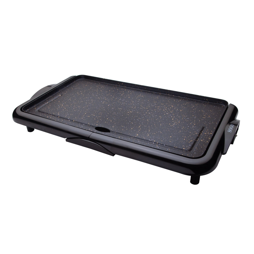 Piastra elettrica teppanyaki rivestimento pietra antiaderente, zona cottura 46x26cm, termostato regolabile 2000W - SOGO