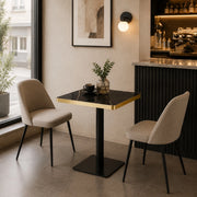 Tavolo quadrato da pranzo 60x60 cm effetto marmo nero con struttura in metallo