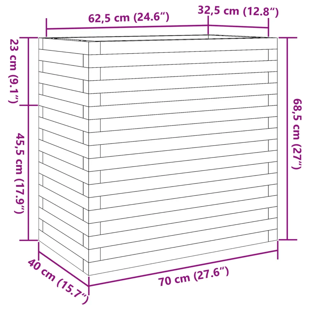Fioriera da Giardino 70x40x68,5 cm in Legno Massello di Pino 3282484