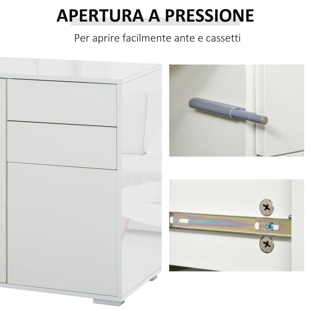 Mobile Multiuso 2 Cassetti 2 Ante 79x36x74 cm in Legno Bianco