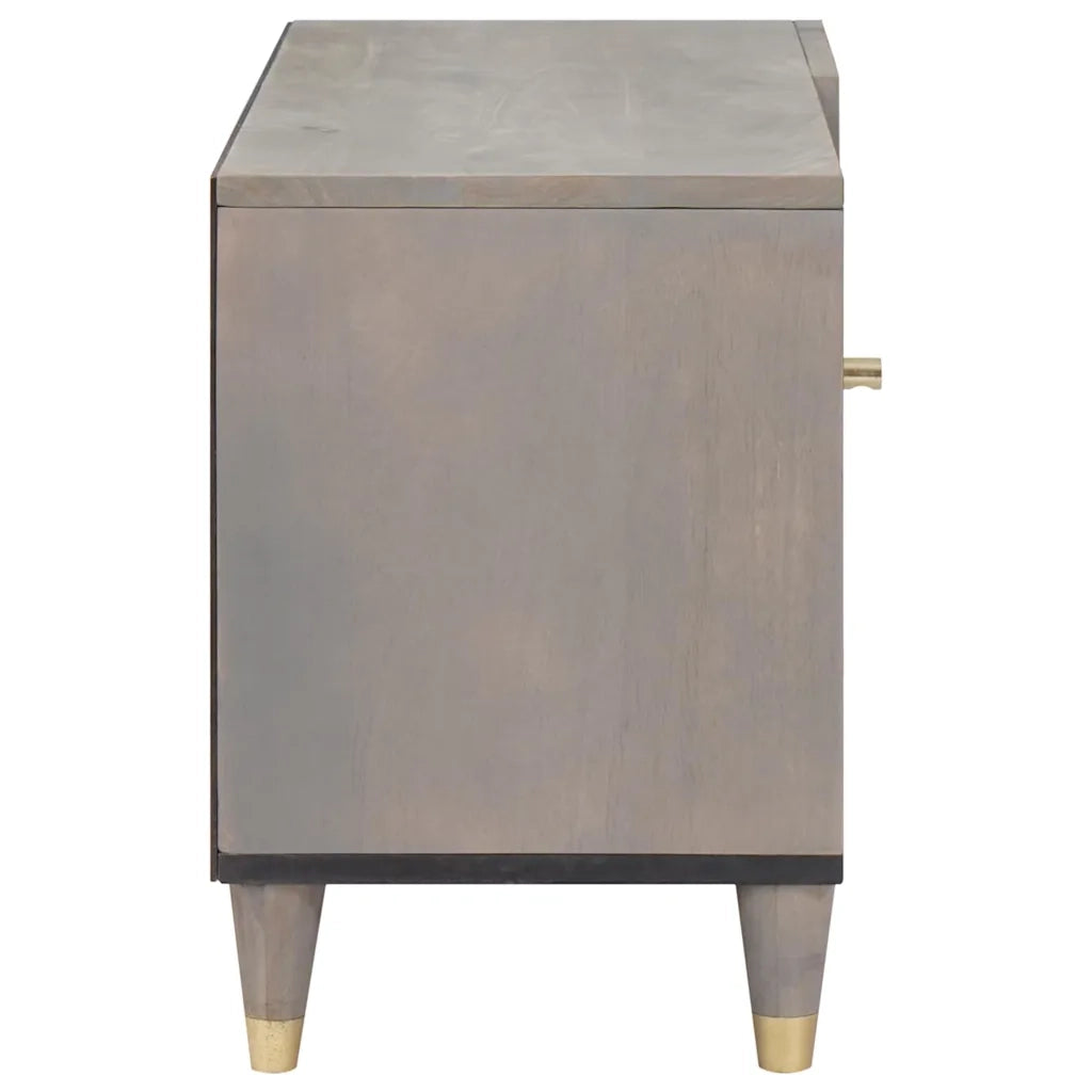 Mobile TV Grigio 80 x 33 x 46 cm Legno di mango massello 4018787