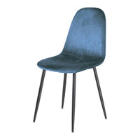 Set 4 Sedie da Interno 88x43x53 cm in Tessuto Blu