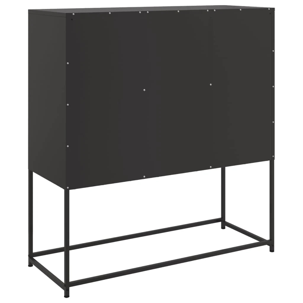 Buffet credenza cassettiera armadio mobile contenitore organizer per cucina soggiorno salotto 100,5 x 39 x 107 cm acciaio nero 02_0035779