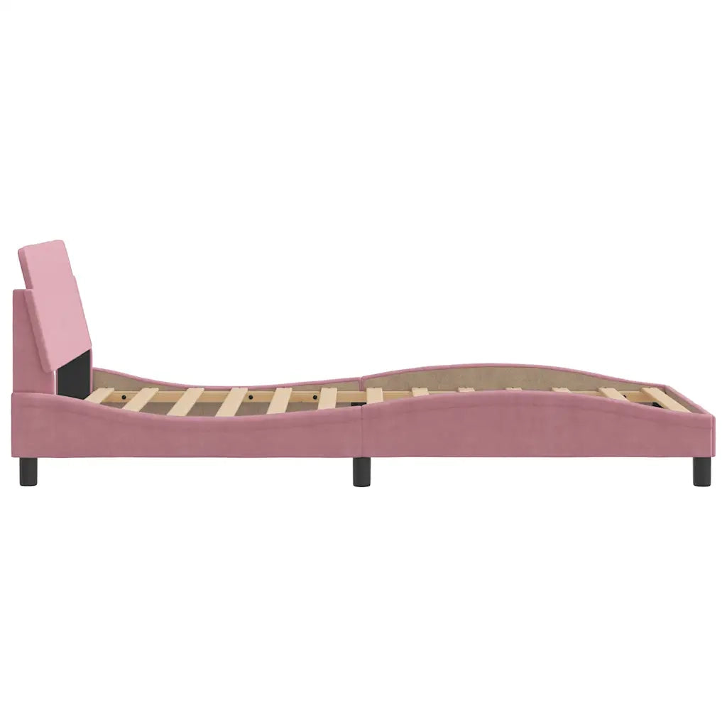 Letto singolo | Letto per adulti | Giroletto con Testiera Dover Rosa 100x200 cm Velluto