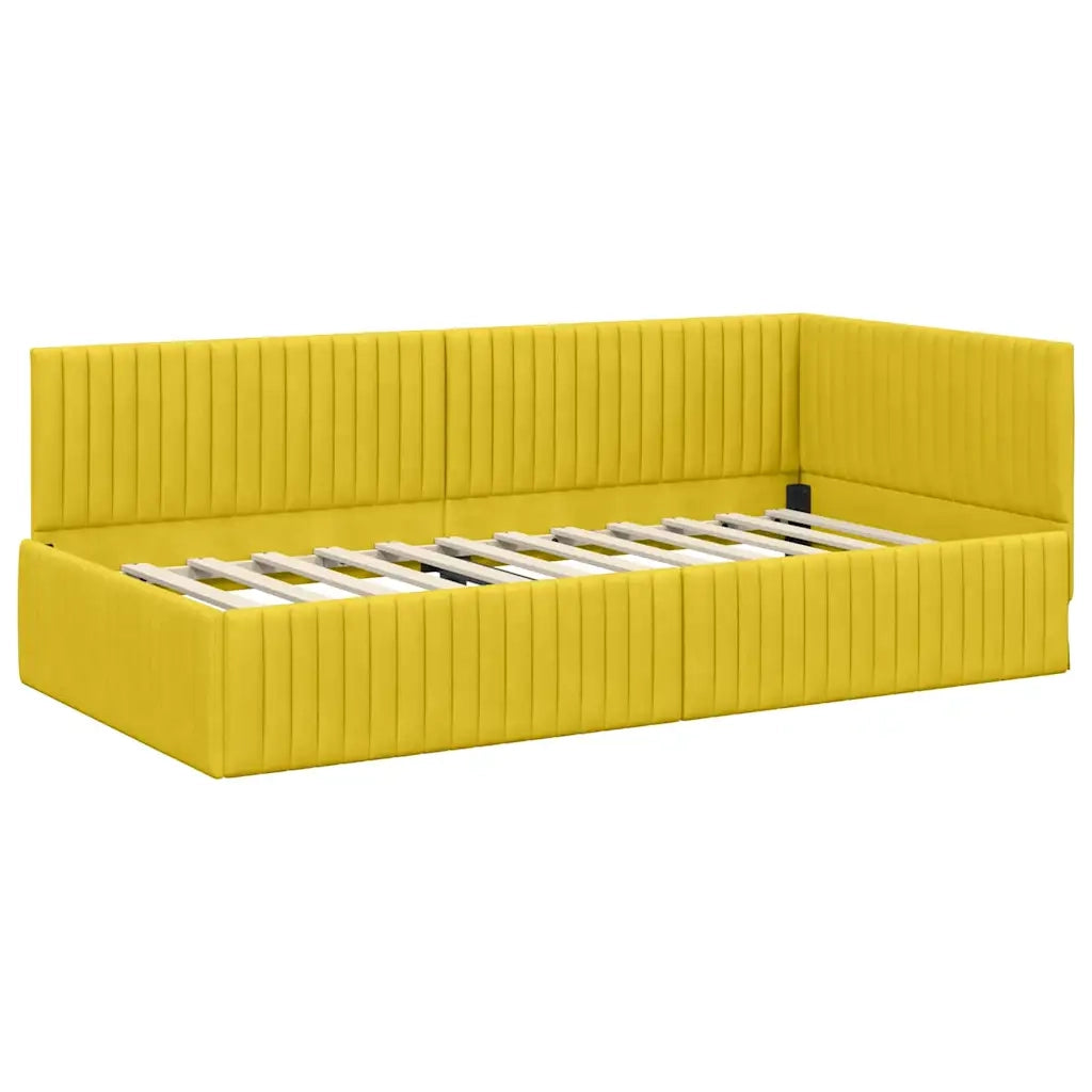 Struttura Letto Angolare con Materasso 2 pz-Giroletto con materasso Giallo Velluto 674142