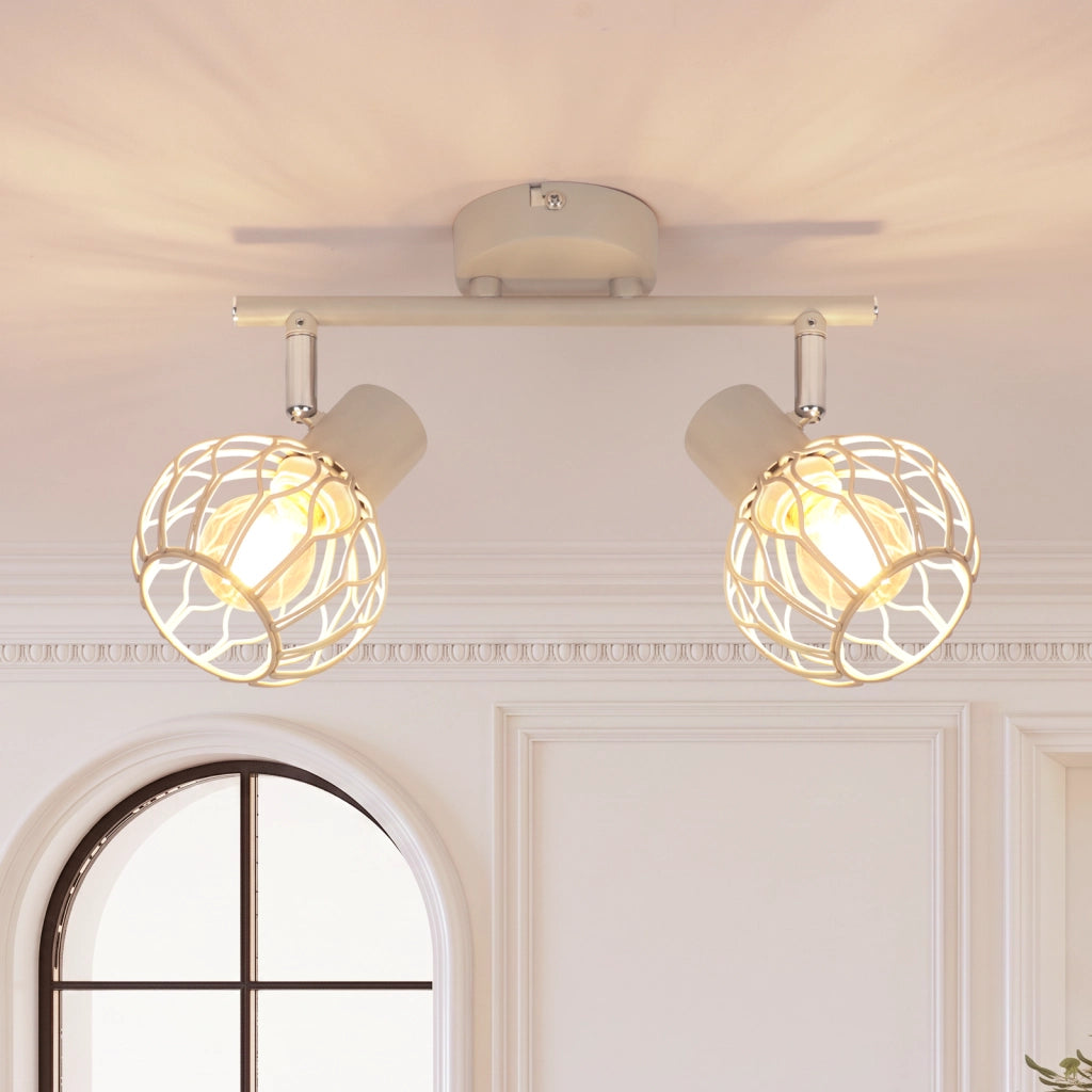 ZMH Faretto da soffitto 2 Luci Grigio E14 Metall Orientabile Moderni per Soggiorno Cucina Corridoio Senza Lampadina