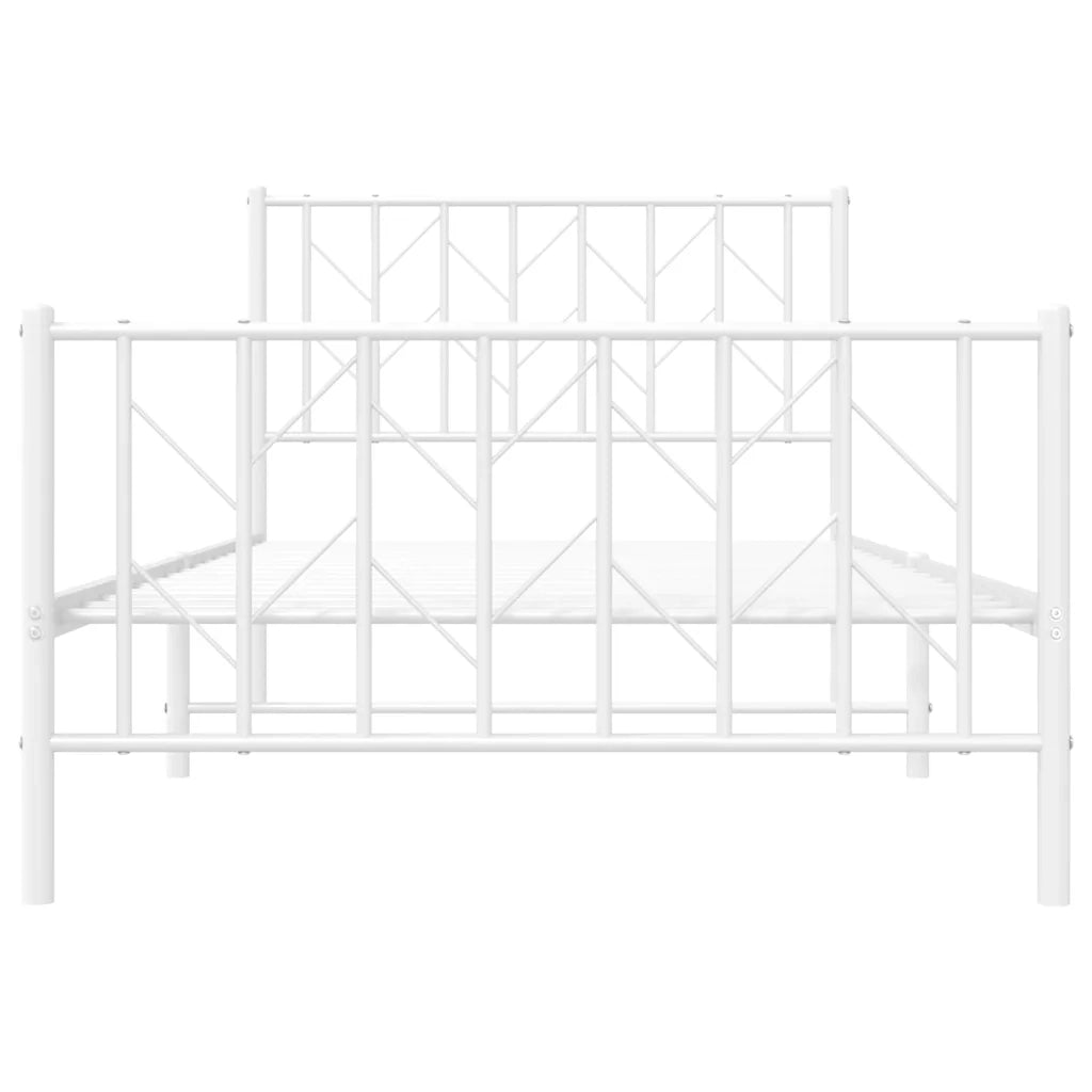 Giroletto con Testiera e Pediera Metallo Bianco 100x200 cm 374499