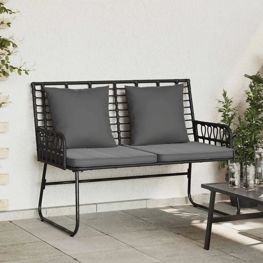 Panchina da Giardino | Panca da Giardino Nero e antracite polyrattan