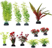 Decorazioni per acquario - Piante artificiali - Realistico mondo subacqueo - Verde - Accessori tartaruga - 11 pezzi - Adatto per acquari.