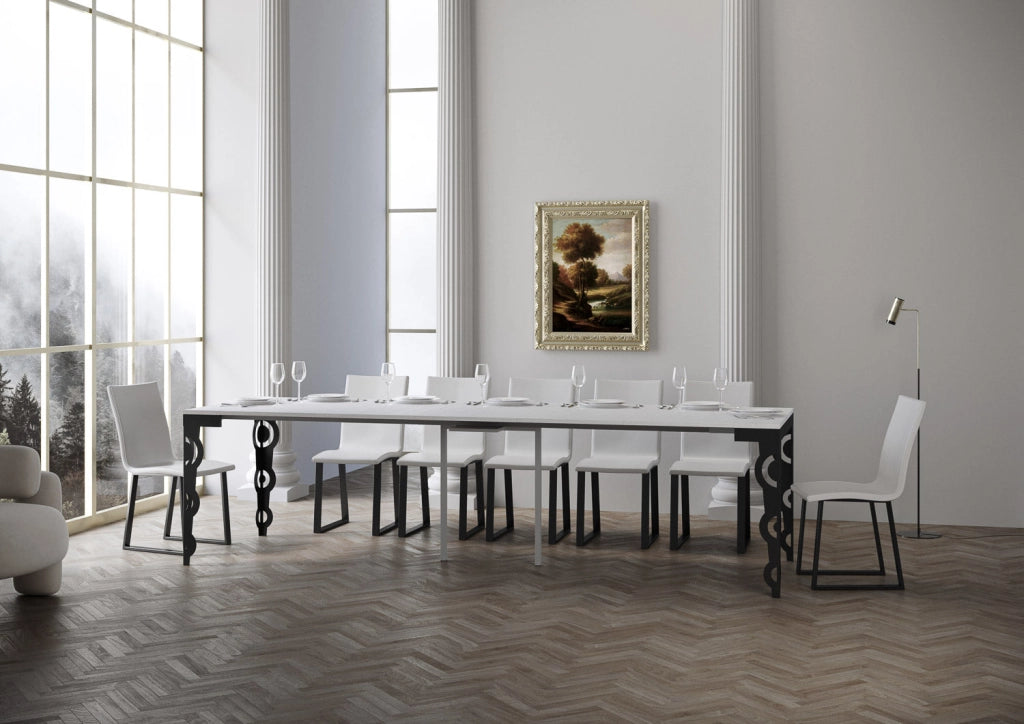 Consolle Allungabile 90-300x40x77 cm in Nobilitato Bianco