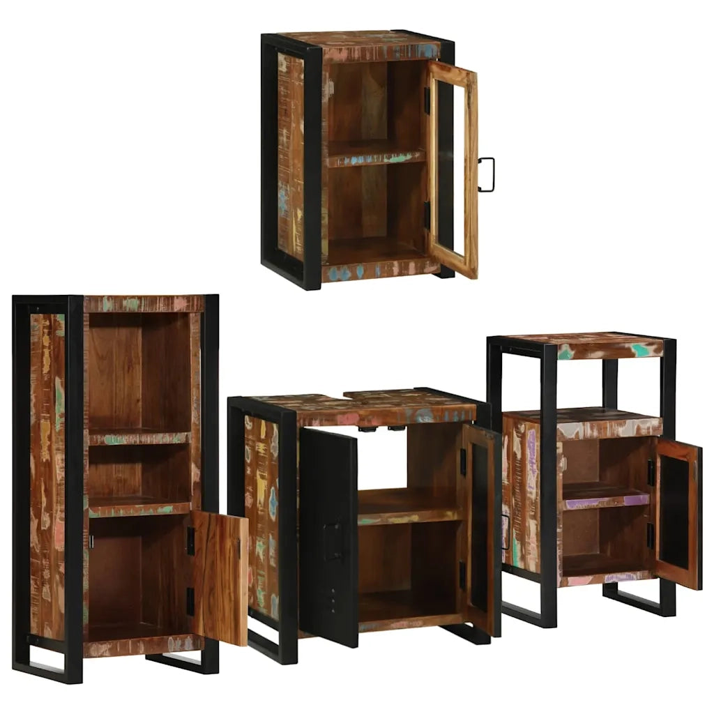 Set di mobili per il bagno 4 pcs Legno massello riciclato