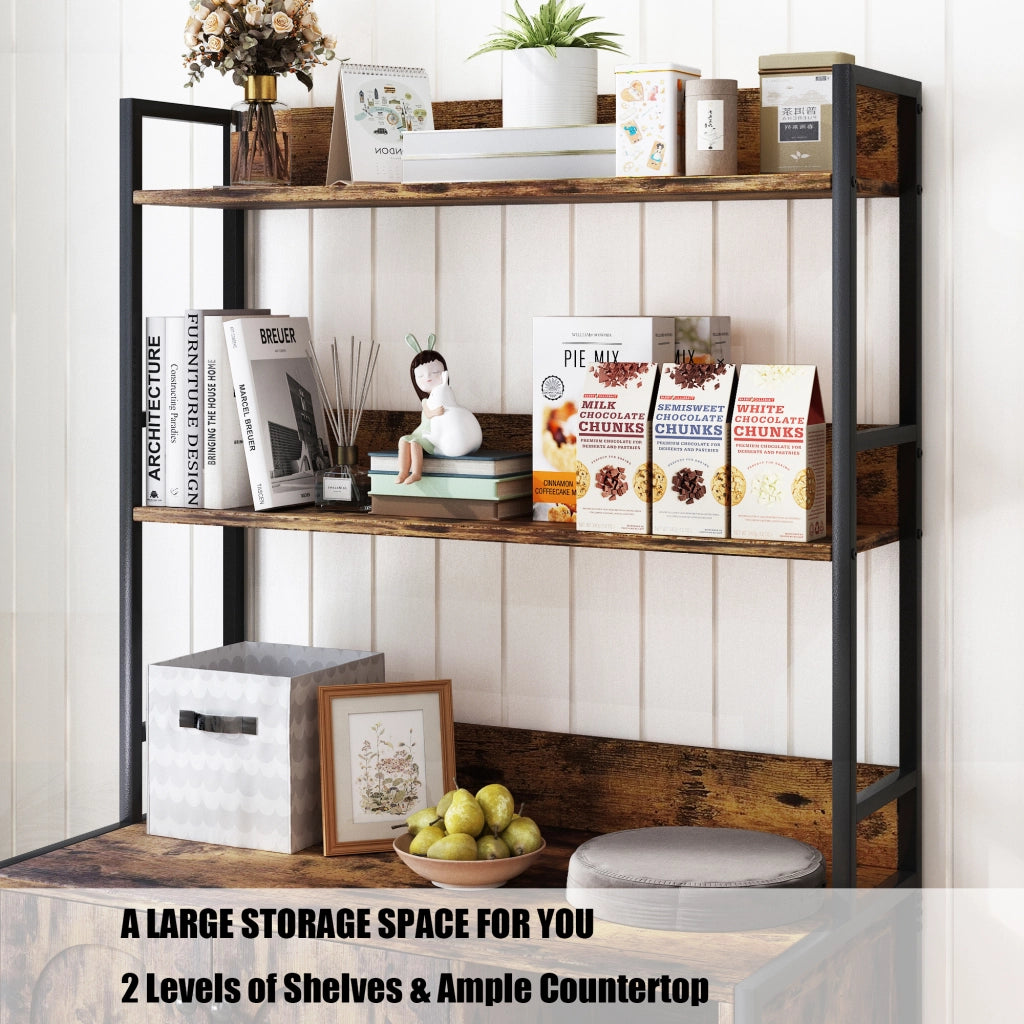 Mobile coperto per lettiera per gatti con scaffale a 3 ripiani e 2 ante in metallo e legno marrone 94.2 × 55.2 × 16.2 cm