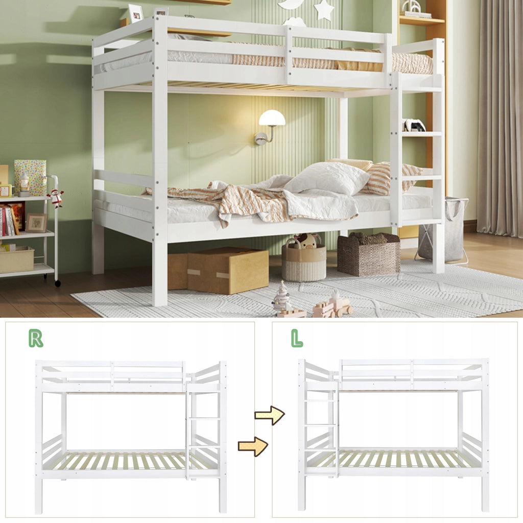 Letto a castello con scala - Xylo - 90x200 - Bianco - Senza materasso