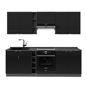 Cucina componibile Fame-Line Nero rigato/Antracite 235 cm, PL Antracite Vicco
