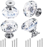 Set di 4 maniglie - 30 mm - Forma cristallina - Inclusi 3 viti maniglie per armadi per bambini