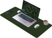 Mat di scrivania 80 x 40 cm protezione per mat di scrivania a doppia faccia con rivestimento in PU e pelle, impermeabile, grande gomma per protezione contro la muffa (verde/grigio)