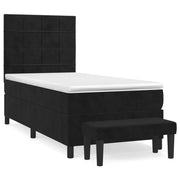 Letto singolo | Letto per adulti | Giroletto a Molle con Materasso Nero 90x200 cm in Velluto
