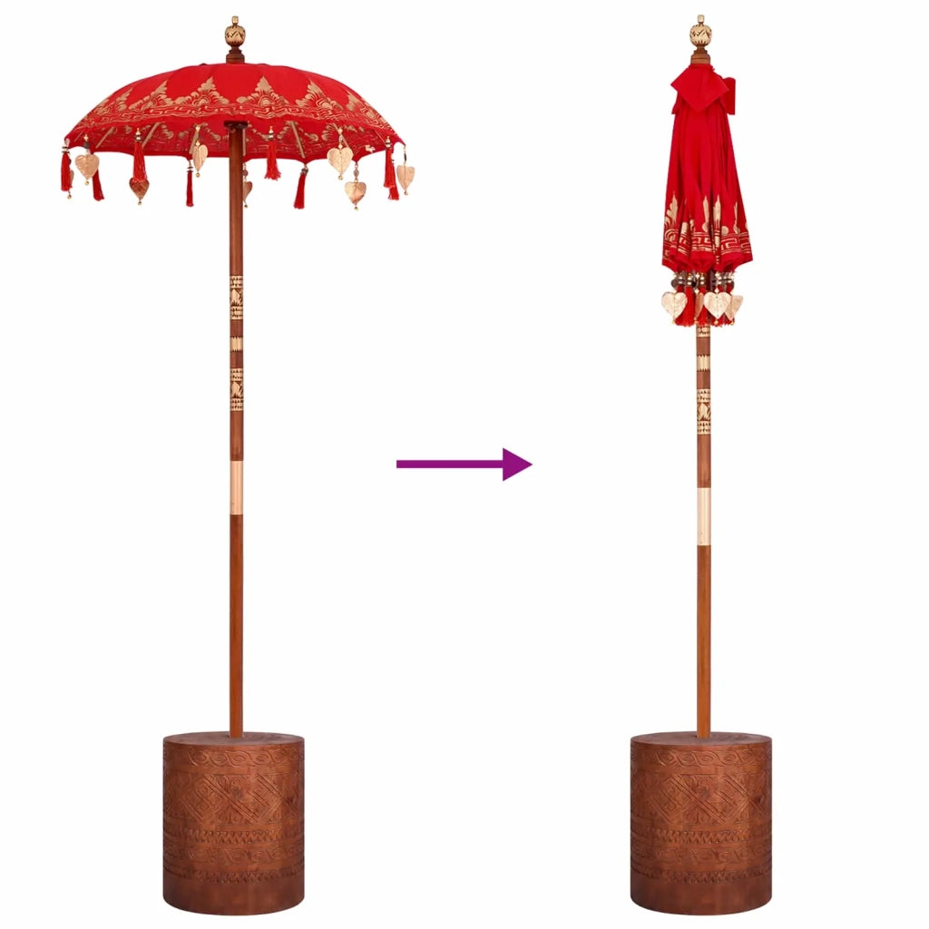 Ombrello balinese con base 2 pz Rosso 3433032