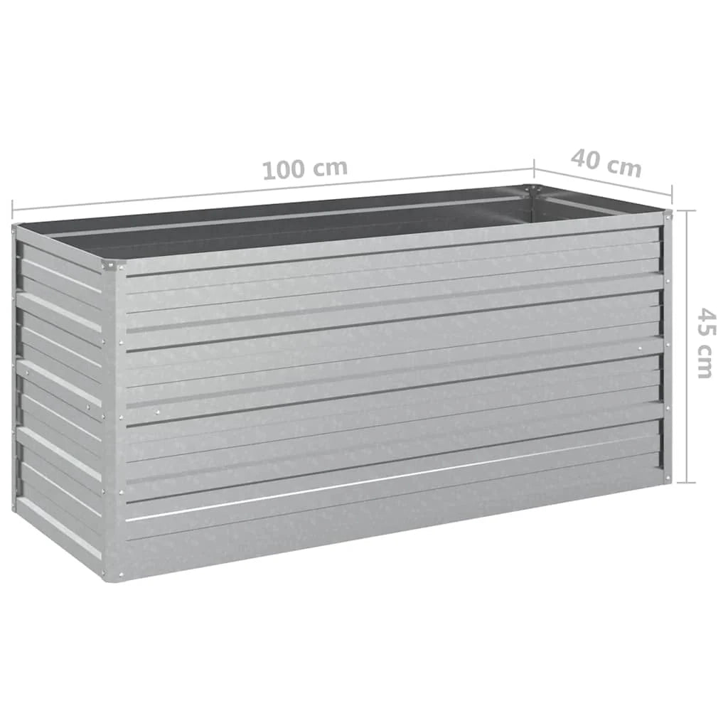 Fioriera rialzata per piante fiori patio giardino 100 x 40 x 45 cm acciaio zincato argento 02_0039299