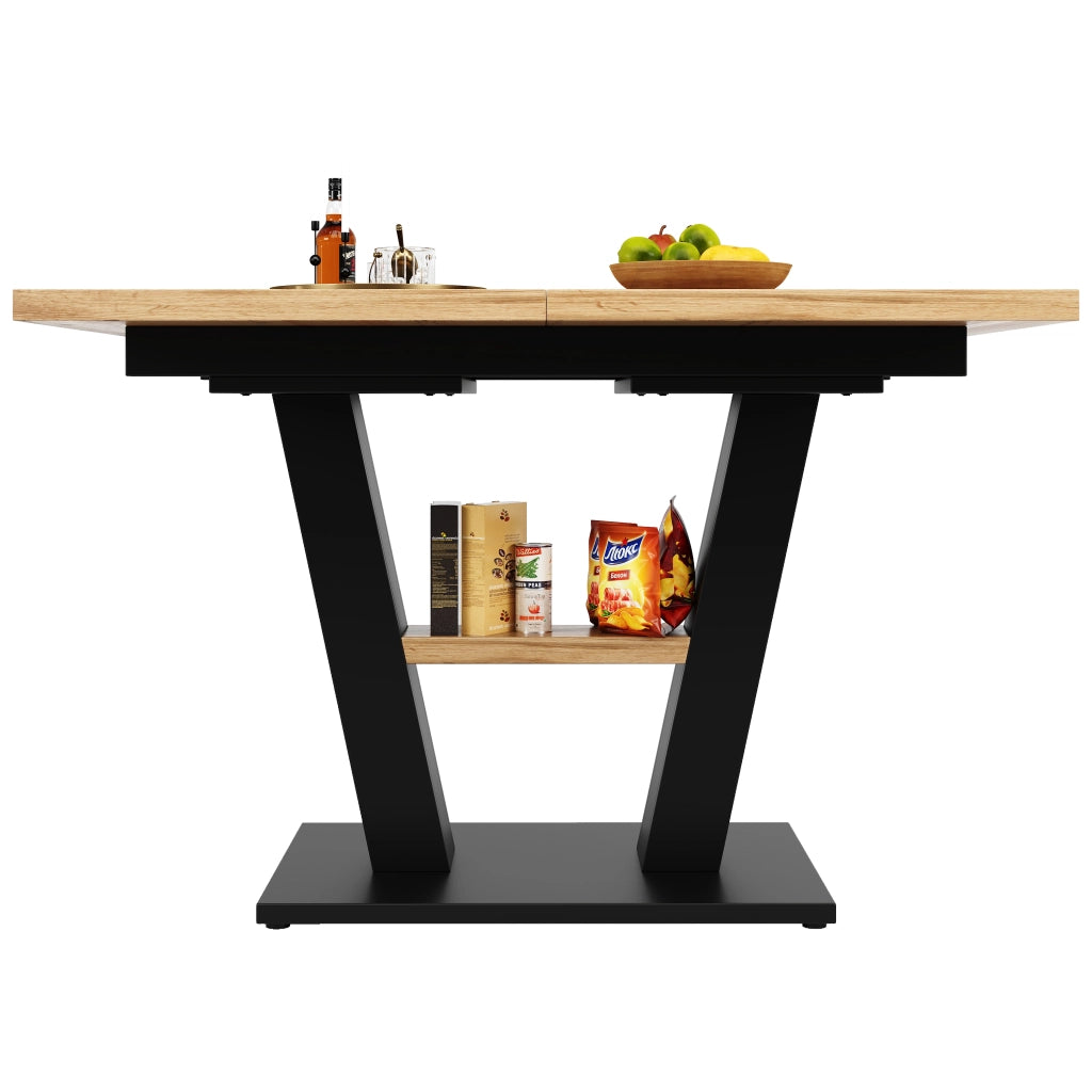 Tavolo da pranzo allungabile 118-157 cm in MDF nero e naturale per 6-8 persone
