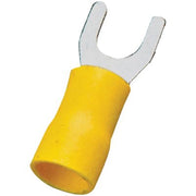 TERMINALE A FORCELLA A STRINGERE - GIALLO X CAVO MMQ 4,0/6,0 FORO MM 6,0 CF=PZ 15- 12 confezioni