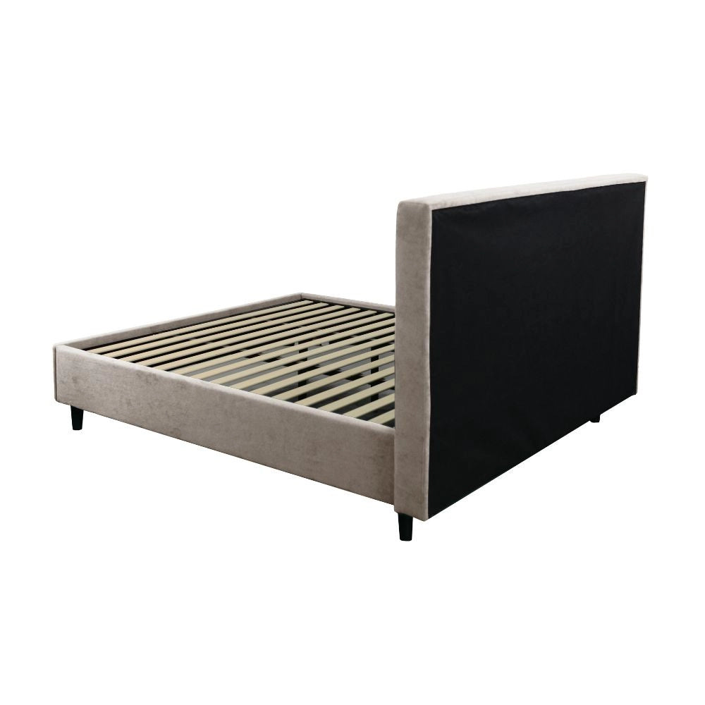 Letto matrimoniale con rete inclusa Snello tessuto colore tortora