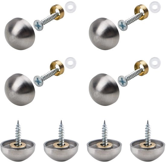 Set di viti a specchio 20 pezzi - Raccordo a zinkatura 18mm - Coppe decorative - Resistenti alla corrosione - Facili da installare - Superficie satinata - Fissaggio a specchio