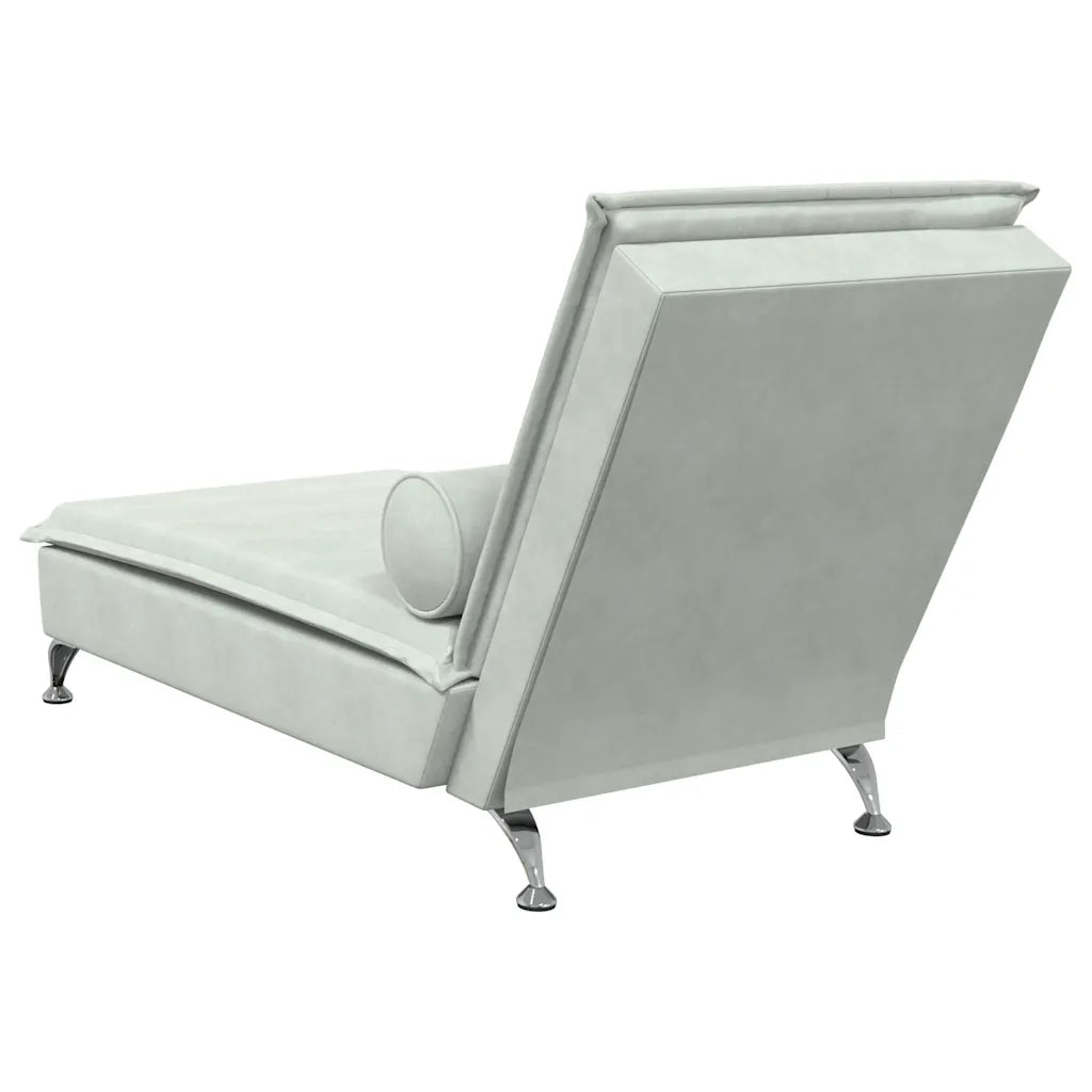 Chaise Longue Massaggi Cuscino a Rullo Grigio Chiaro in Velluto CFW2916795