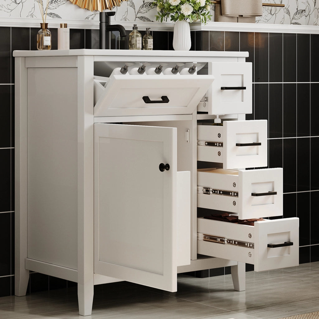 Mobile da Bagno con Lavabo Integrato e Cassetti ¨C MINIMAL ¨C Bianco 76x46x90