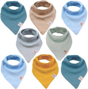 Set di 8 sjailli mousseline a tre angoli, sciarpa in cotone unisex con fibbia regolabile, copricapo per bambini, ragazzi e ragazze (set ragazzi)
