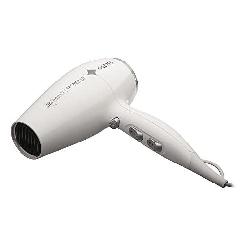 Ga.ma GH0302 Diamond Ceramic Ion Asciugacapelli 2200W tecnologia ionica ceramica 2 velocita' 3 temperature colpo aria fredda bocchetta e diffusore inclusi colore Bianco