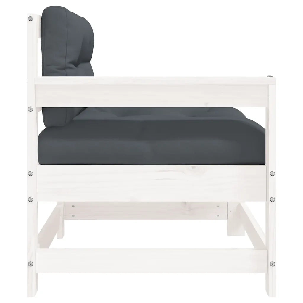 Sedia da patio-Sedie da Giardino con Cuscini 2pz Legno Massello di Pino Bianco 548970