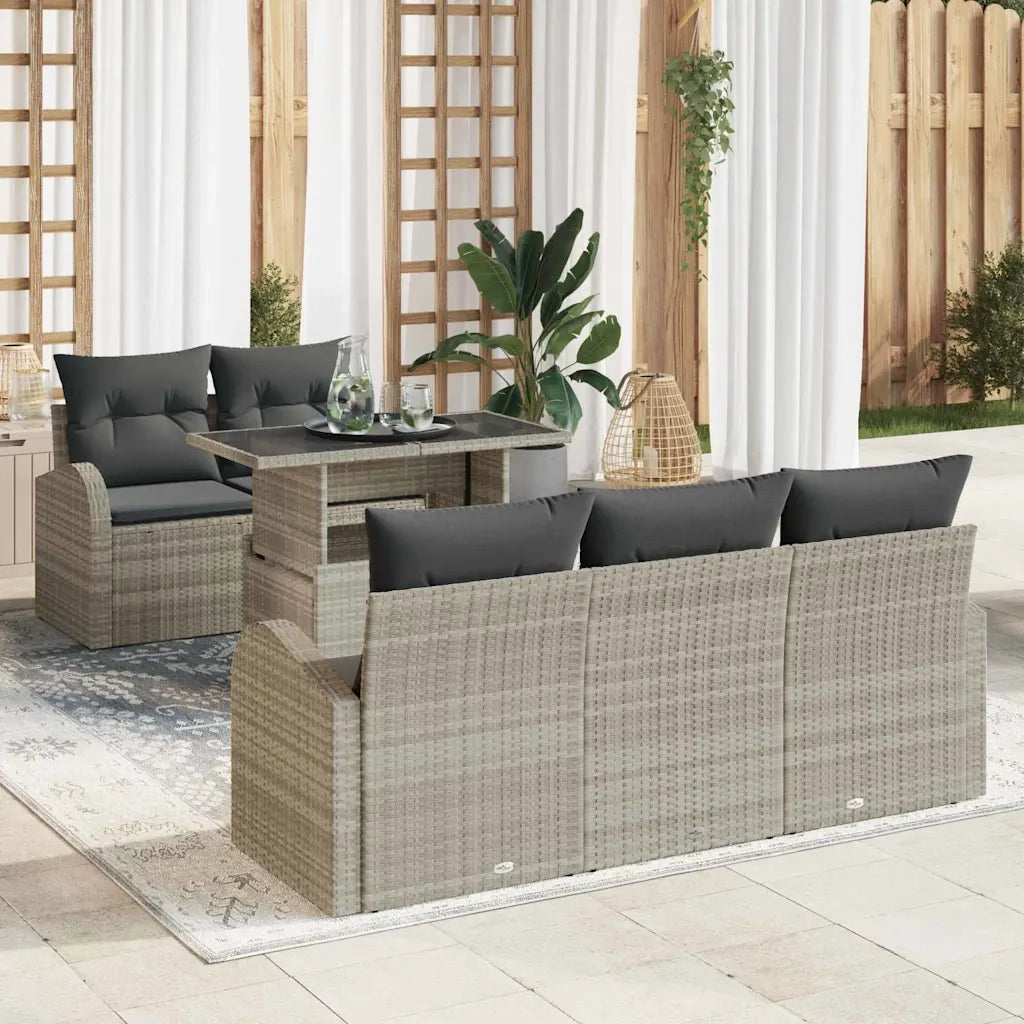 Set Divano da Giardino con cuscino 6 pcs Grigio chiaro