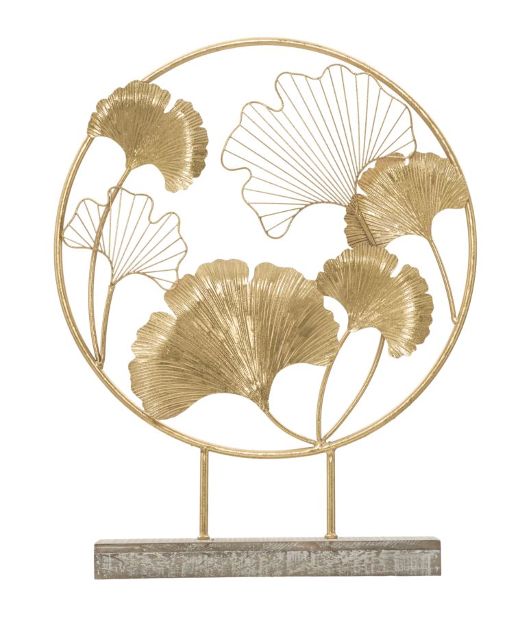 Scultura Little Leaf 50x12,5x64 cm in Ferro e MDF Oro